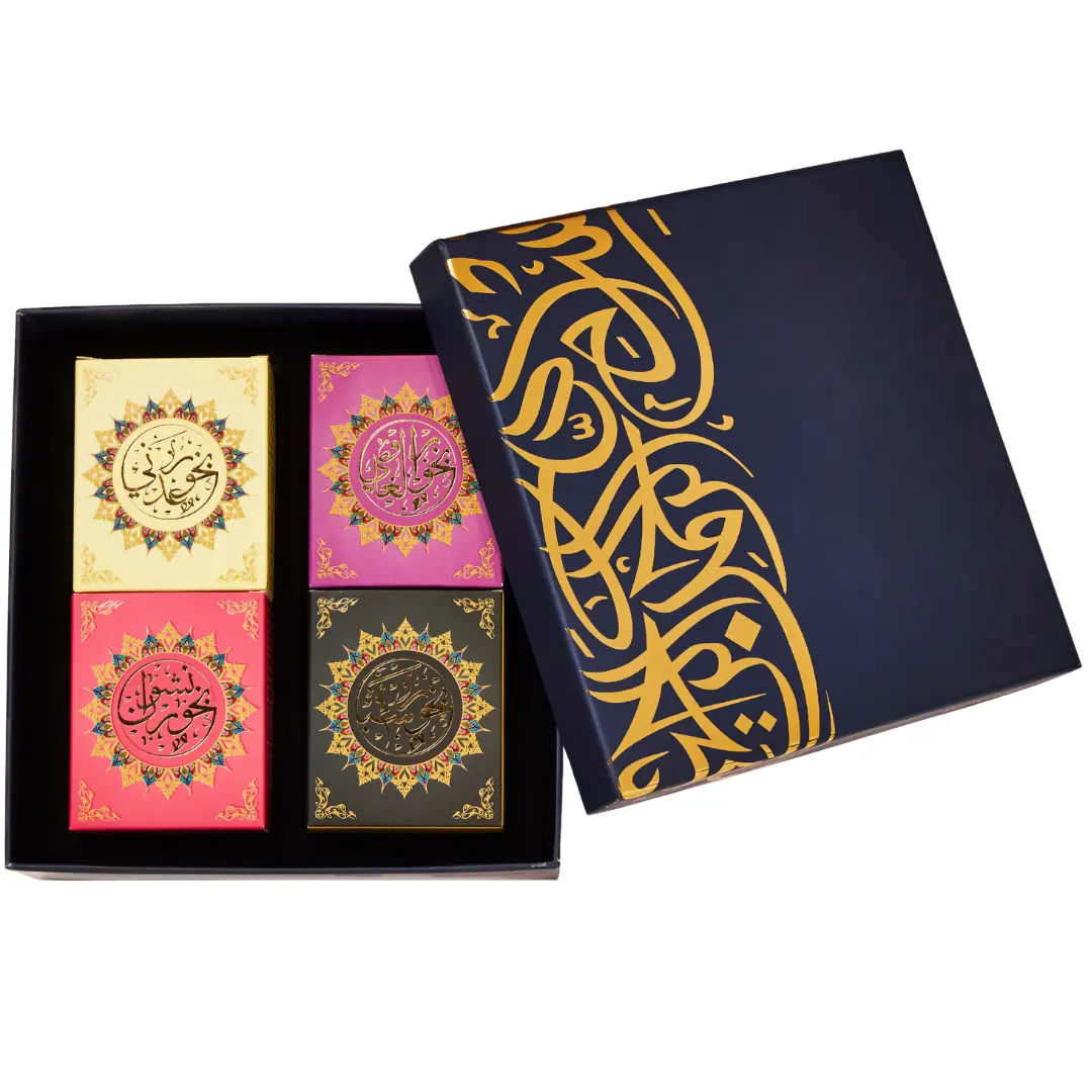 Dukhni Yemeni Oud Bakhoor Arabic Incense Gift Set, 4x40g Jars, Traditional Recipe, Light Scent, Charcoal-Ready, Long-Lasting Aroma & Fragrance, Ideal for Prayer (Home Fragrance Supply)