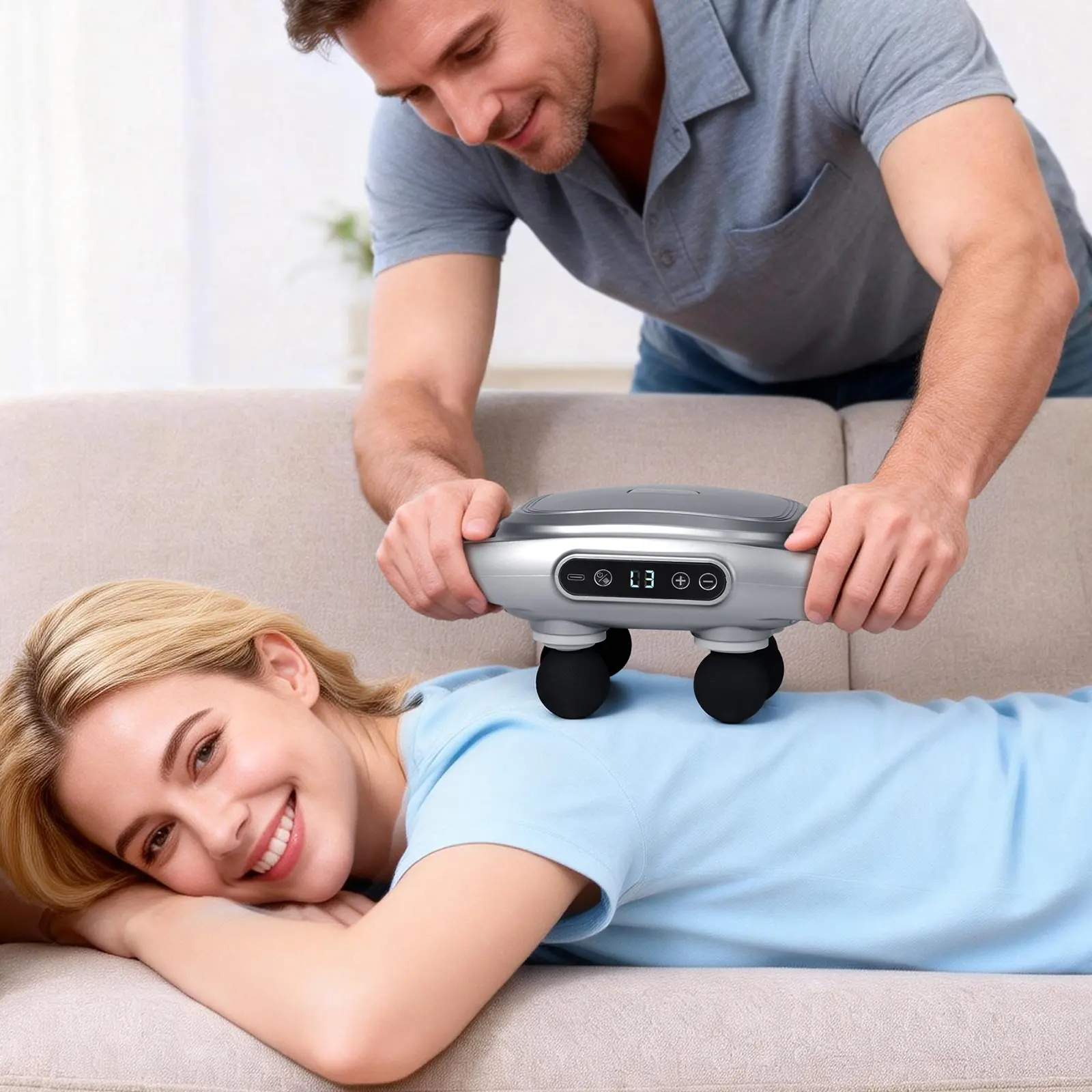 Morfone 6-Head Deep Tissue Massage Gun - Fast-Charging Multifunctional Massage Device with Dual Handle, Adjustable for Gym Use, Glutes & Shoulder Pain Relief, Ideal Gift for Athletes