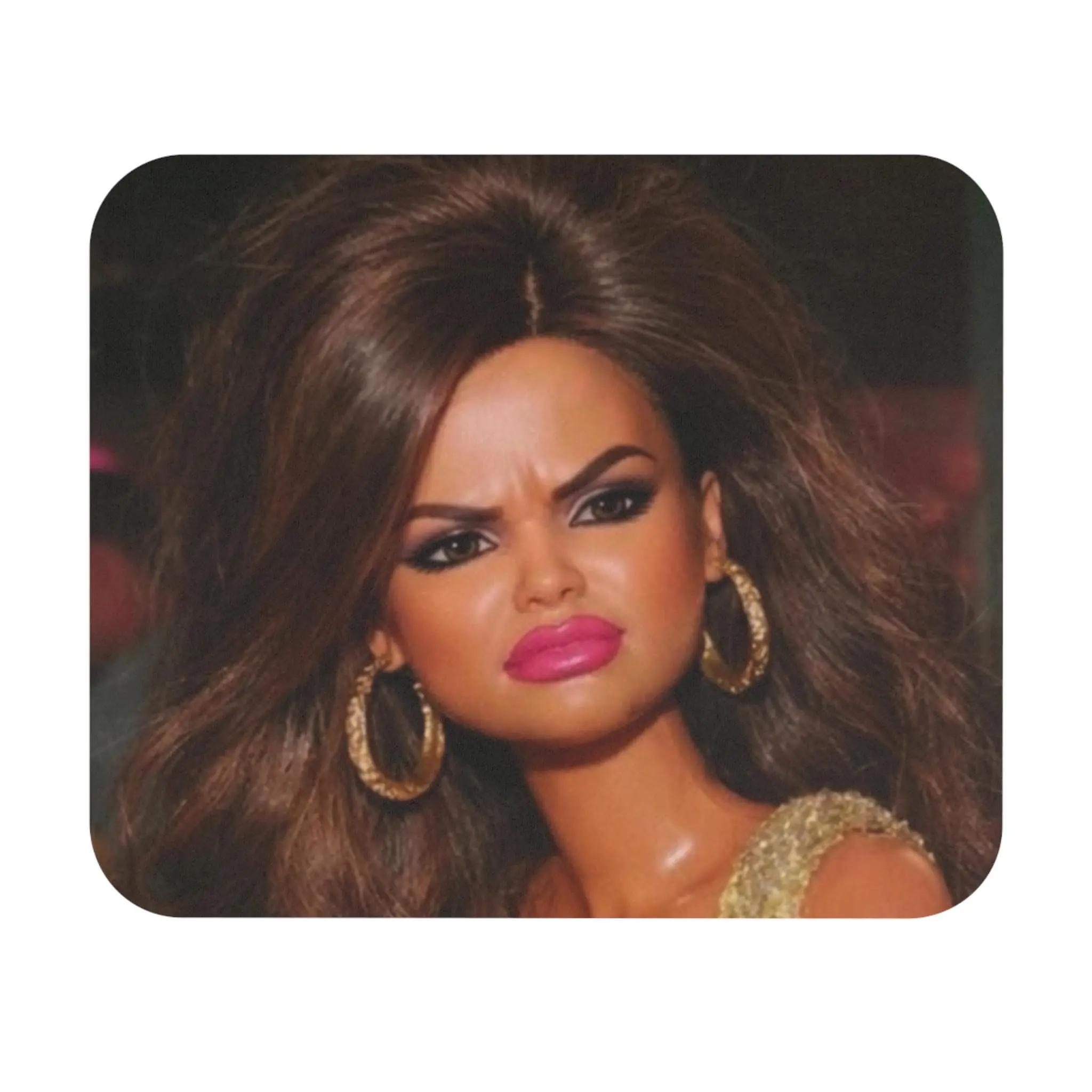 Glamorous Side-Eye Doll Meme Mouse Pad, Funny Office Desk Decor for Computer Accessories