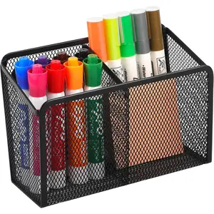 Magnetic Pen Holder, Mesh Organizer Caddy, Pencil & Marker Storage Basket for Desk, Extra Strong Magnets for Locker, Refrigerator, Whiteboard – 2 Baskets