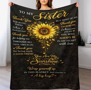 To My Sister Blanket Sunflower Gifts for Sister from Sister Birthday Christmas Blanket Thank You Sister Gift You Are My Sunshine Blanket for Her