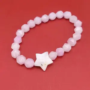 Faceted Bracelets Variety with Star Charm - Pink Beads, Stretchable Design, Perfect for Everyday Wear