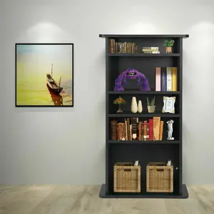ZENY Black Multimedia Tower Adjustable Storage Cabinet for CDs DVDs Blue-Rays