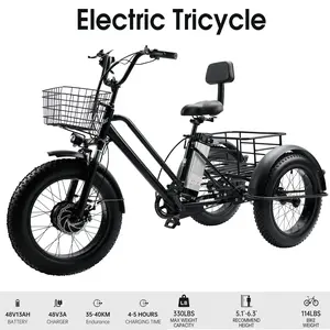 500W Electric Tricycle E-Bike for Adults – Comfortable Ride & Big Basket –25 Miles Range, 330lbs Max Weight Capacity