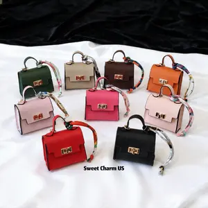 Women's Cute KellyMini Square Bag Pendant Keychain - High-Quality PU Leather, Colorful Strap, Waterproof Compact Portable Travel Cosmetic Bag, Small Storage Accessory for Keys, Coins