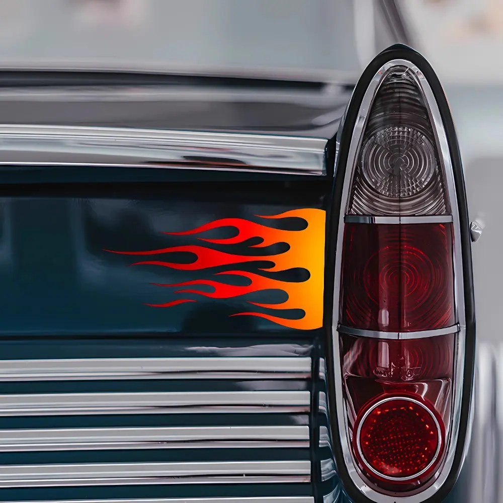 Flame Car & Motorcycle Stickers, Car Decal, Universal Car Sticker - Fits Cars/Motorcycles. For Rear Windows & Laptops (Sticker Only), Easy to Apply & Waterproof, Dynamic Flame Design, Stylish Decor, Vehicle Exterior Decoration