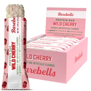 Barebells Protein Bars Wild Cherry - Protein Snacks with 20g of High Protein - White Chocolate Protein Bar with 1g of Total Sugars - On The Go Protein Snack & Breakfast Bars