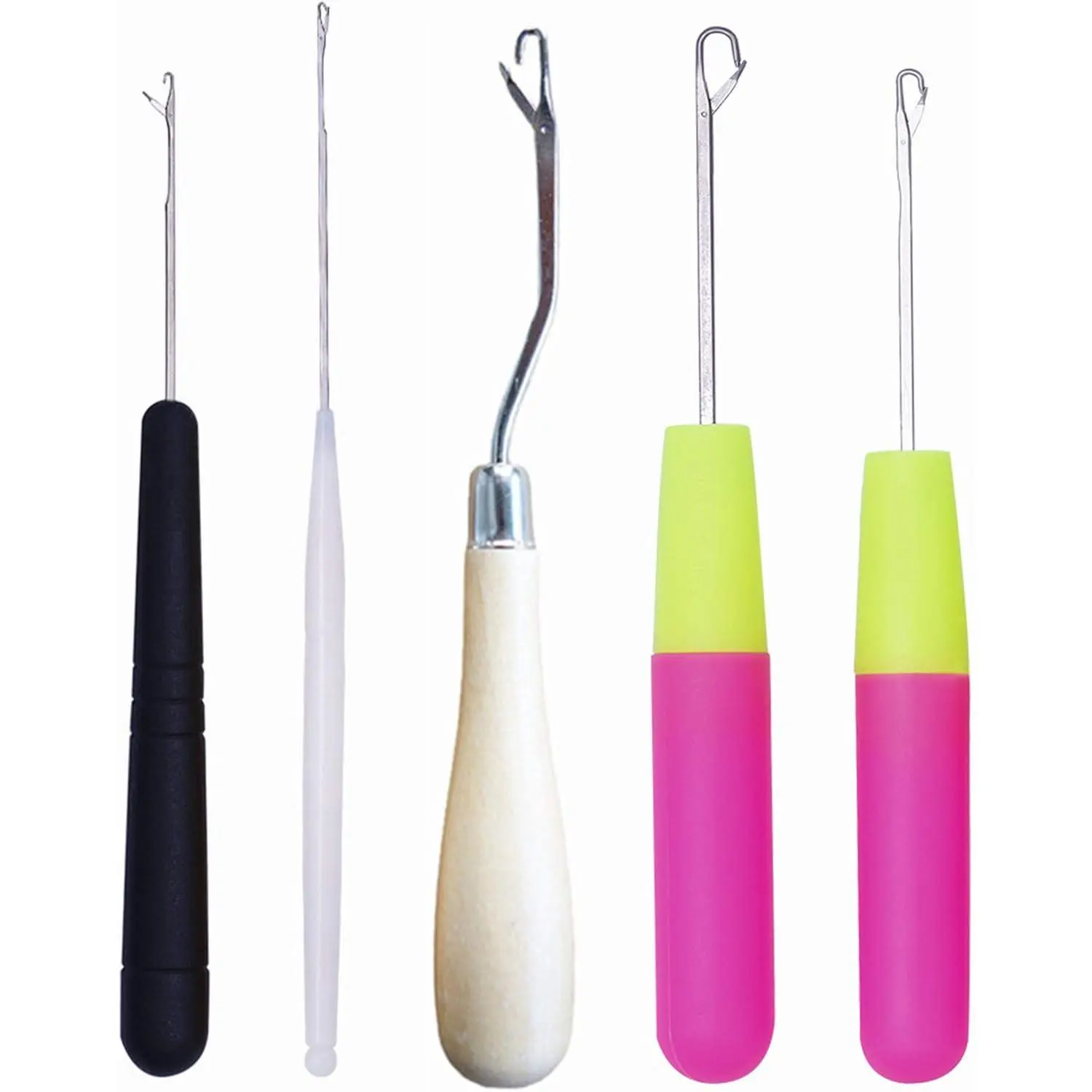 Pack of 5 Different Sizes Latch Hook Crochet  Hook Tools for Braid Hair, Scarf Carpet Making and Other Crafts