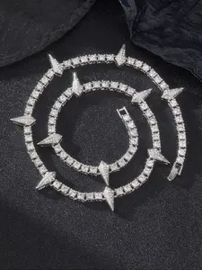 1PC Cool rock Rhinestone Luminous Spiked Black Panther tennis necklace Bling Chain for men and women for party accessories Goddess Necklace Jewelry Necklace