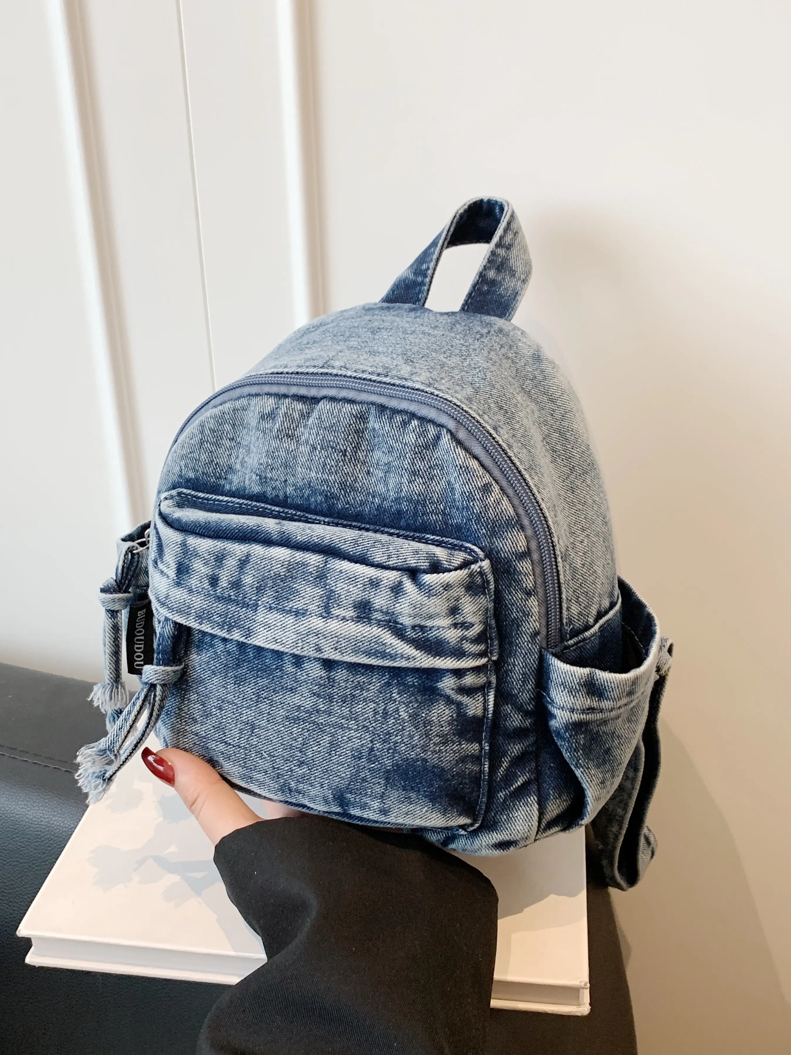 Women's Mini Denim Backpack, Vintage Washed Small Daypack, Casual Lightweight Shoulder Bag, Ideal for Daily Use and Travel, Stylish Daypack, Backpacks Women