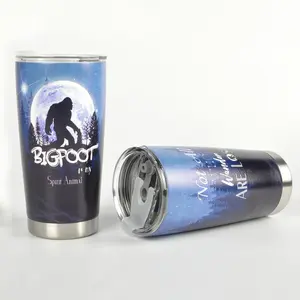 20 oz Bigfoot Tumbler - Double-layer Stainless Steel Cup with Bigfoot and Sasquatch Logo Design, Gift for Mysterious Animal Enthusiasts, 304 Stainless Steel, Suitable for Camping and Home Use - Unisex (Bigfoot Footprint Icon)