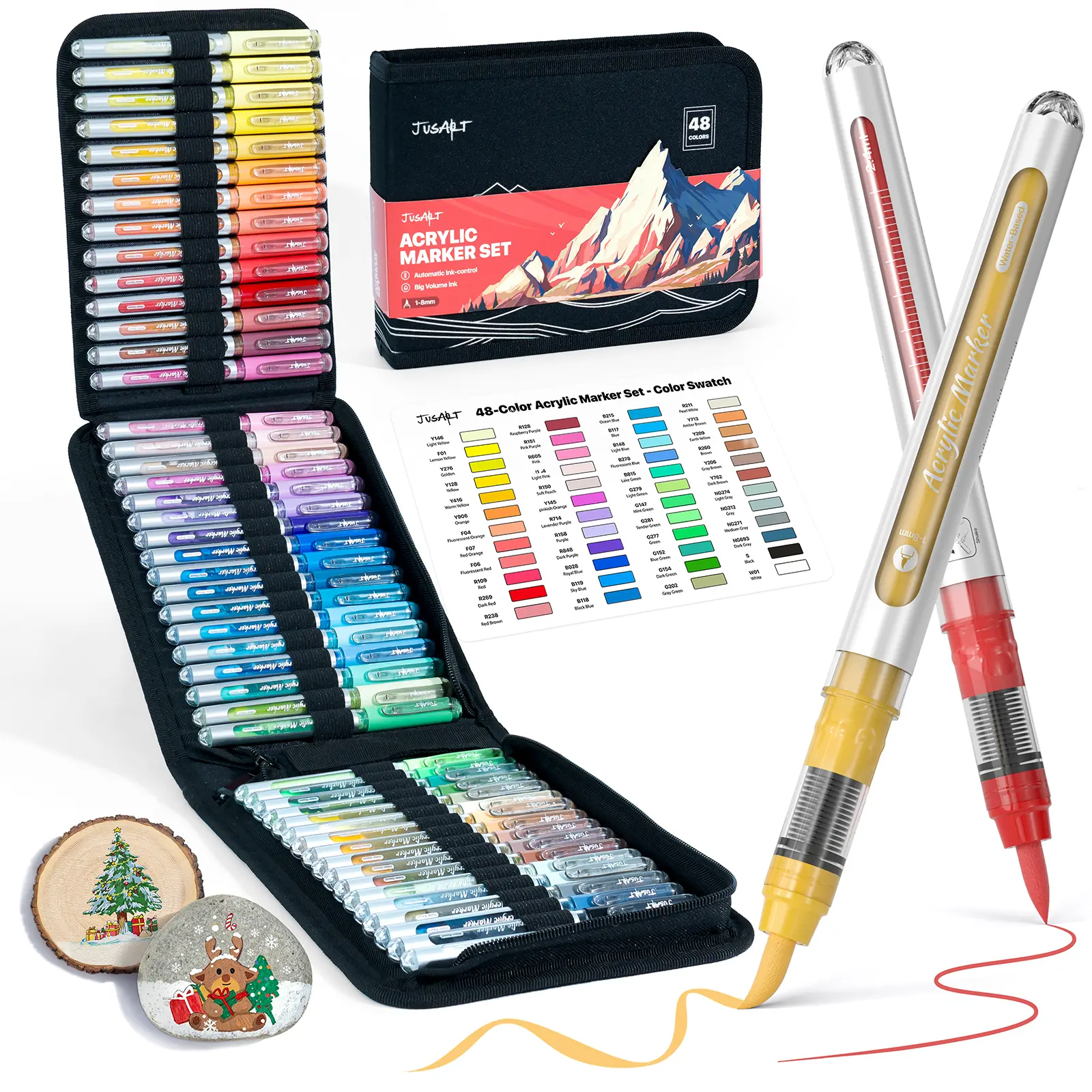 Back to school shopping JusArt 72/48/36 Colors Acrylic Paint Markers Set (Painting Bag), Waterproof Flexible Tip Acrylic Markers, Premium Paint Pens for Various Surfaces, Acrylic Paint Markers, Markers for Coloring, Art Supplies, Acrylic Marker,Summerwins