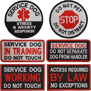 6 PCS Service Dog in Training/Working/Stress & Anxiety Response Embroidered Hook & Loop Morale Patches Halloween Ghost