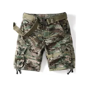 AKARMY Camo Cargo Shorts for Men Cotton Casual Wild Outdoor Work Relaxed Fit Shorts with Multi-Pockets 8069-08CP (No Belt) Menswear Camouflage