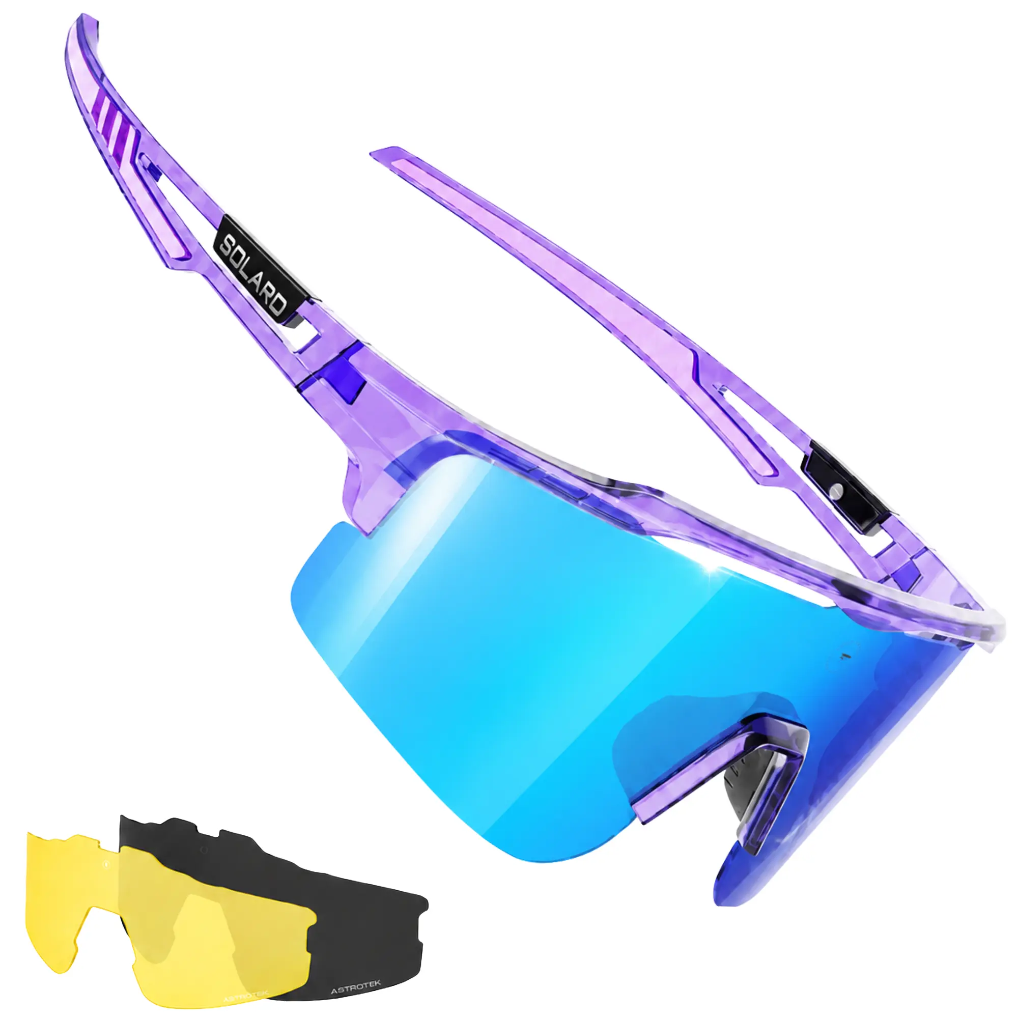 Purple Splash Baseball Sunglasses for Running, Softball and more | Includes 3 Lenses