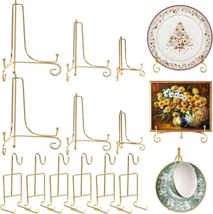 12PCS Elegant Iron Display Stands Plate Holder & Cup and Saucer Stand for Displaying Picture Frames,Book,Card,Mug,Bowl,Decorative Plates,Tablet and Art | Ideal for Home & Party Decor,Weddings, Parties