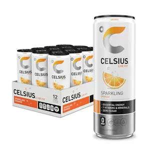 CELSIUS Sparkling Orange Functional Essential Energy Drink 12 Fl Oz (Pack of 12) - Ideal for Beverage and Sport
