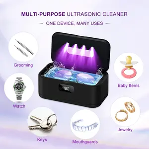 Ultrasonic Jewelry Cleaner, Portable 360° Deep-Clean Multi-Function Washer with UV Sterilization. High-vibration mode effectively sterilizes and cleans. Plug-in adapter powered for use with jewelry, eyewear, and watch cleaning