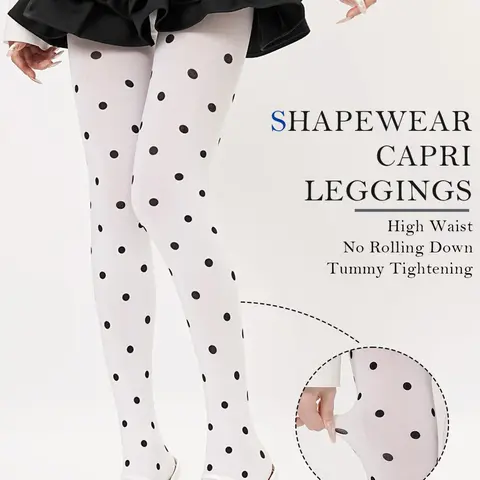 Tummy Control Tightening Cute Polka Dot High-Waisted Fit Pantyhose, Shapewear Full-Length Tights, Y2K Trend High Elasticity Stretch Elastic Thin Stockings, All-Season Fashion Womenswear
