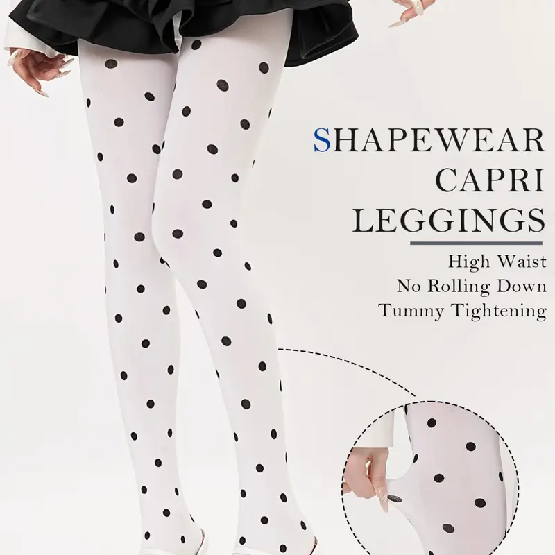 Tummy Control Tightening Cute Polka Dot High-Waisted Fit Pantyhose, Shapewear Full-Length Tights, Y2K Trend High Elasticity Stretch Elastic Thin Stockings, All-Season Fashion Womenswear