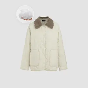 Cider [size 4-8] Teddy Collar Pocket Button Quilted Puffer Jacket