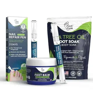 Foot Cure Foot & Nail Care Kit – Nail Repair Pen, Foot Balm & Tea Tree Oil Soak – Fungal Support & Nail Renewal  3-in-1 Bundle