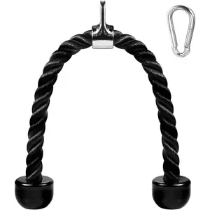 Deluxe Tricep Rope Pull Down Cable, 27 & 36 Inch Rope Length, Easy to Grip & Non-Slip Cable Attachment for Gym Workout Exercise