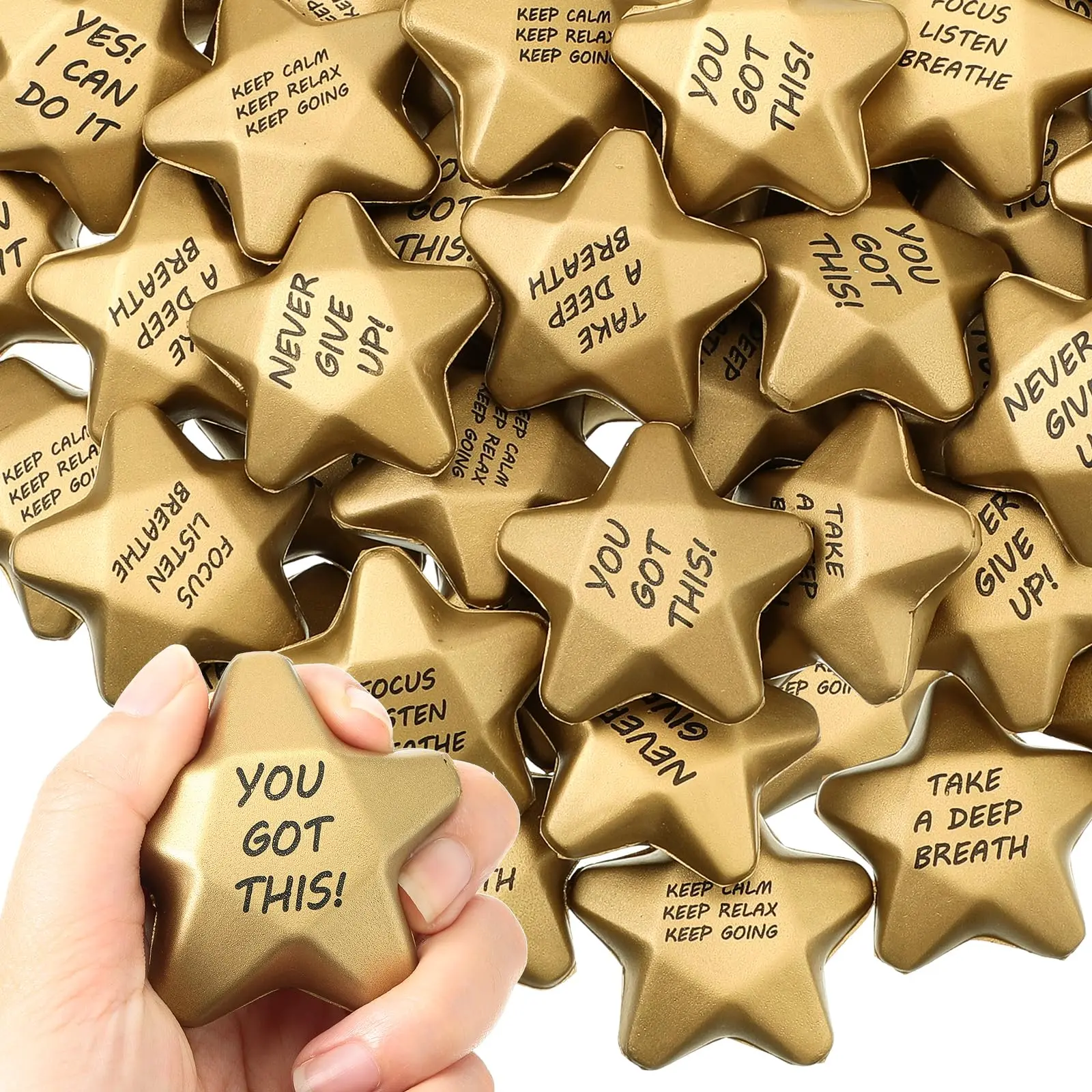 36 Pcs Mini Star Stress Balls with Motivational Quotes Employee Appreciation Gift  Emotional Supoort Gift for Coworkers Students   Stress Relief Squishy for Adults Teens Gift Bag Fillers School Office Supplies