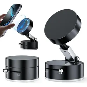 Foldable Portable Vacuum Magnetic Phone Holder Stand – Foldable & Retractable Mount with Strong Magnetic Suction, Portable Phone Stand for Car, Mirror, Gym & Multi-Scene Use| Bubble-Free, Spotless Screen Design