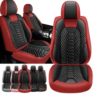 Arespark Car Seat Covers Fit for Hyundai Tucson/Sonata/Santa Fe/Kona/Elantra 2010-2024 2025, Full Set Luxury Leather Waterproof Car Seat Cover, Automotive Cushion Protector with Airbag Compatible(2 Row 5 Seat,Red Black)
