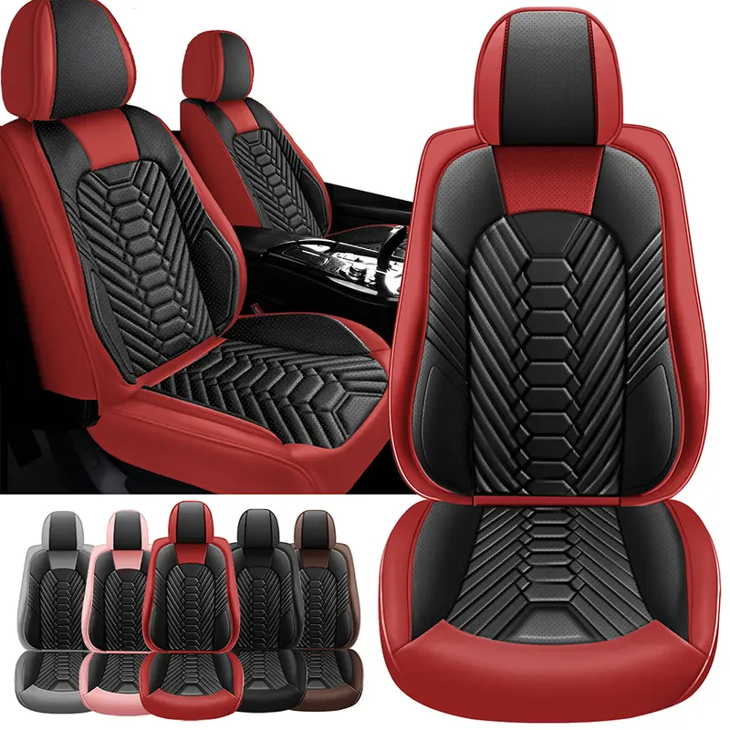 Arespark Car Seat Covers Fit for Hyundai Tucson/Sonata/Santa Fe/Kona/Elantra 2010-2024 2025, Full Set Luxury Leather Waterproof Car Seat Cover, Automotive Cushion Protector with Airbag Compatible(2 Row 5 Seat,Red Black)