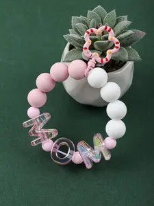 Cute Mom Silicone Beaded Wristlet Keychain, Flower Shape Clip Beaded Key Ring, Anti-Lost Key Holder for Mom, Perfect Mother's Day Gift, Trendy Cute Keychain