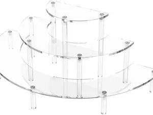 3 Tier Acrylic Display Risers, Half Moon Cupcake Stand, Clear Perfume Organizer, Dessert Stand for Display, Clear Display Stand for Food, Cupcake, Perfume, Collections