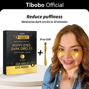 【Exclusive emeraldtreasuresinc】Tibobo Gold Collagen Eye Mask – Anti-Wrinkle & Firming Hydration – Under Eye Patches – 24K Gold & Collagen Infused
