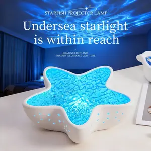 Starfish Ocean Projection Lamp 7 Color Changing Sea Light with Dreamy Wave Effects Relaxing Ambient Light for Bedroom Décor Creative Mood Lamp Romantic Gift for Couples