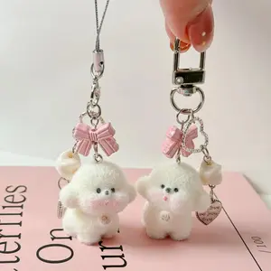 2026 NEW Cute Flocked Bear Phone Pendant Keychain Bag Charm Lovely Gift for Girls Women
