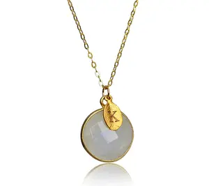 Moonstone Necklace, June Birthstone Necklace, 18K Gold or Sterling Silver, Gift for Wife, Personalized Round Necklace, Bridesmaid, Mom Gift