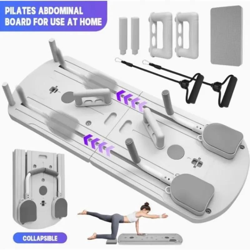 8-in-1 multifunctional folding board, made of PP material, safe and reliable, not easily deformed, equipped with resistance bands, a Pilates device, a must-have Pilates equipment for summer, and a perfect gift