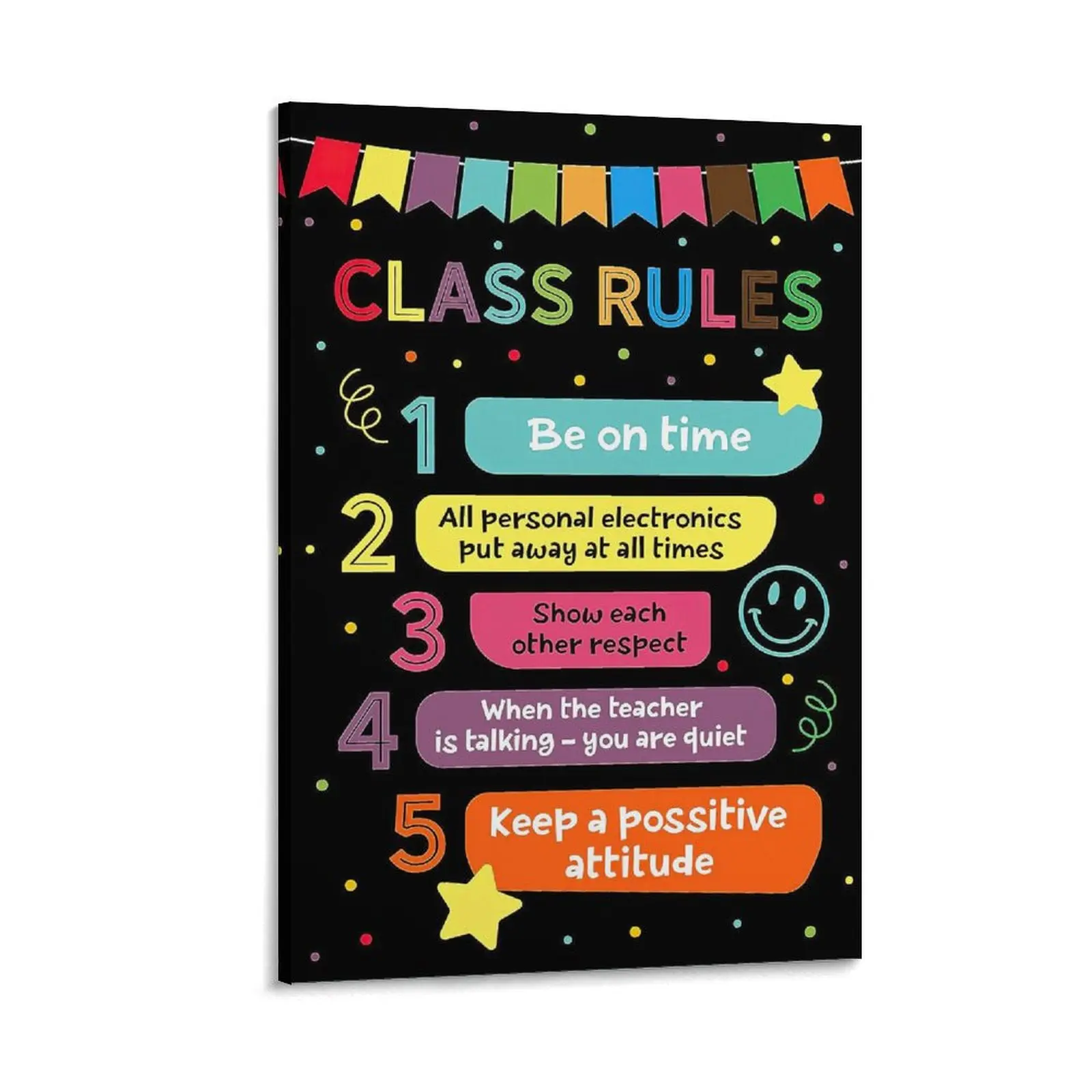 Classroom Rules Poster for Kids, Educational Motivational Wall Art, Back to School Classroom Decorations, Teacher Supplies for Kindergarten & Elementary Canvas Poster Bedroom Decor Sports Landscape Office Room Decor Gift Frames Ornaments Artistic Print