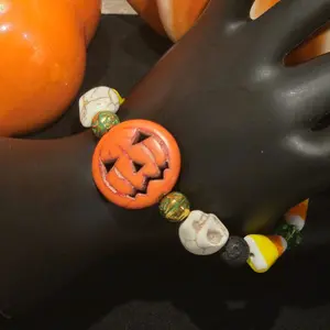 Candy Corn & Jack-O'-Lantern Charm Bracelet