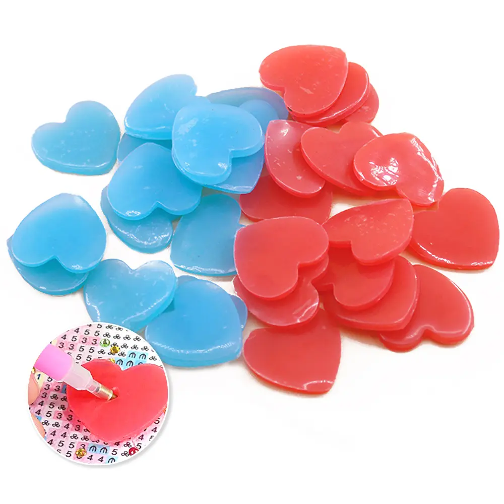 25pcs Heart-Shaped Wax Glue, Diamond Painting Tools for Quick-Point Drilling, Red & Blue Optional Diamond Cross Stitch Accessories