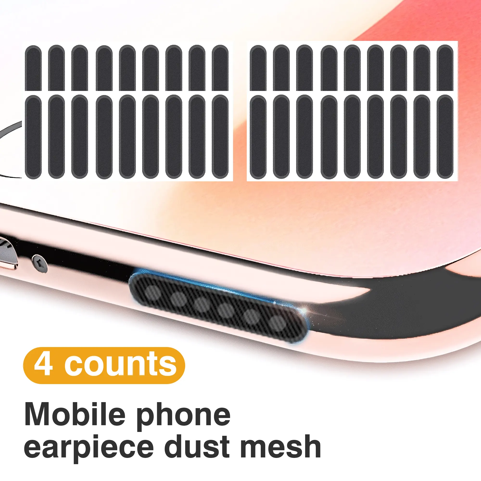 40-Count Lightweight Thin High-Density Fiber Phone Stickers with Mesh Pattern - Dustproof Protective Covers for Smartphone Speakers, Casing-Compatible Mobile Phone Accessories