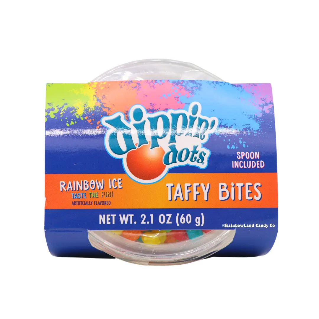 Dippin' Dots Taffy Bites Cup | Rainbow Ice | Spoon Included 2.1 oz
