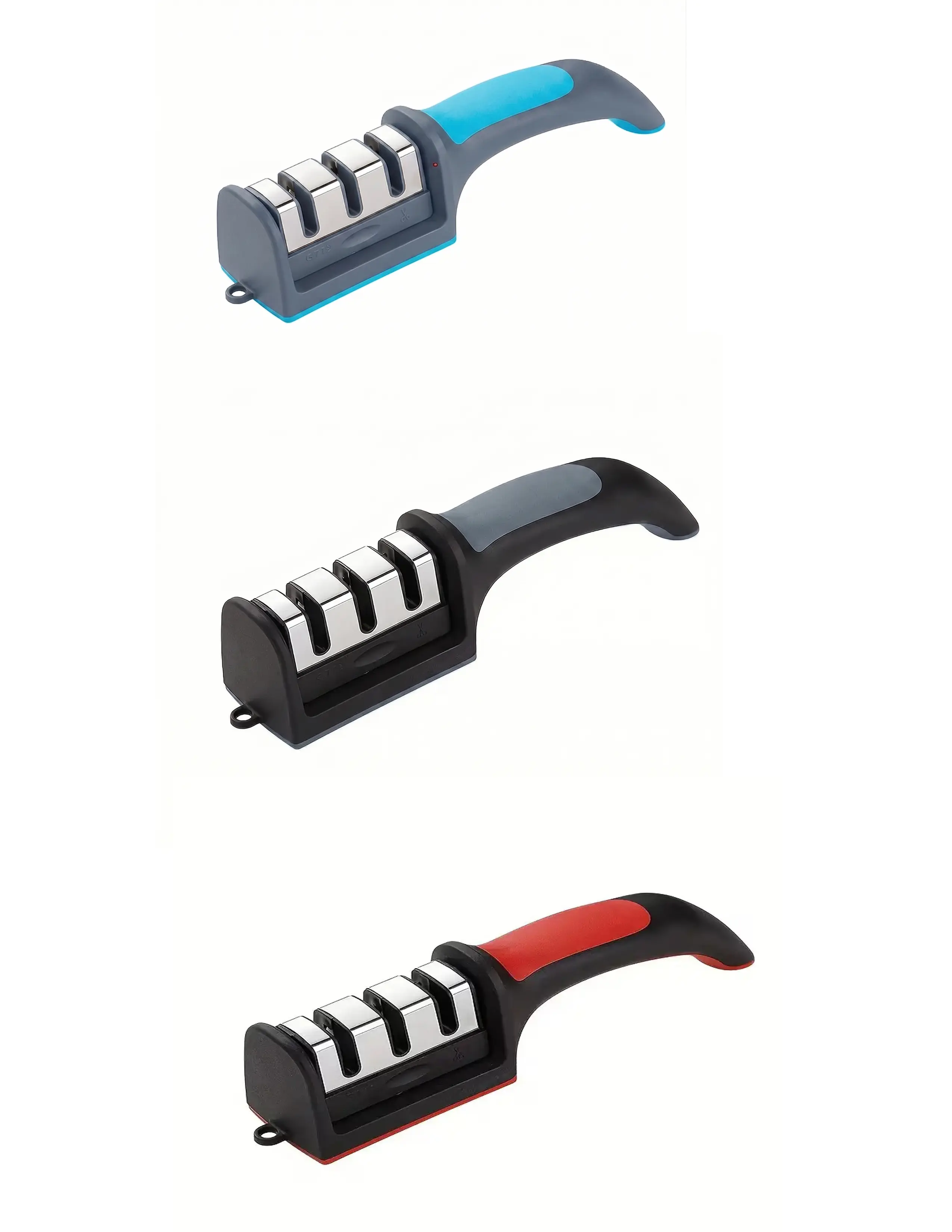 3-Step Portable Kitchen Knife Sharpener (1 Pack) - Ergonomic ABS Durable Tool with Non-Slip Base, 3-Stage Sharpening System for Blade Repair, Restoration and Polishing (Random Color)