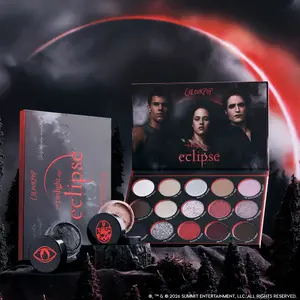 ColourPop Twilight Eclipse Palette & Jelly Much Set - 15 Vampy Shades, Matte Metallic Super Shock Pearlescent Glitter, Long Lasting Pressed Powder Formula