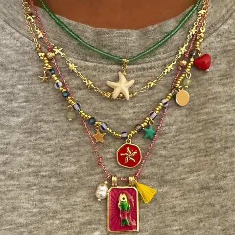 Boho Style Layered Necklace Set, 4-Piece Stackable Jewelry for Women, Jewelry Gifts, Perfect for and Music Festivals, Dainty Layering Jewelry, Layering Necklaces