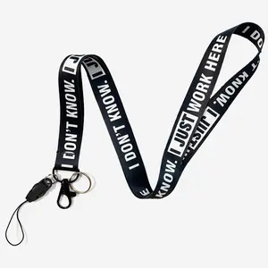 I DON'T KNOW I JUST WORK HERE Network Trendy Word Lanyard, Emotion Lanyard, Matched Lanyard, Personalized Lanyard, Work ID Badge Holder, Phone Strap, Cute Polyester Belt Neck Lanyard