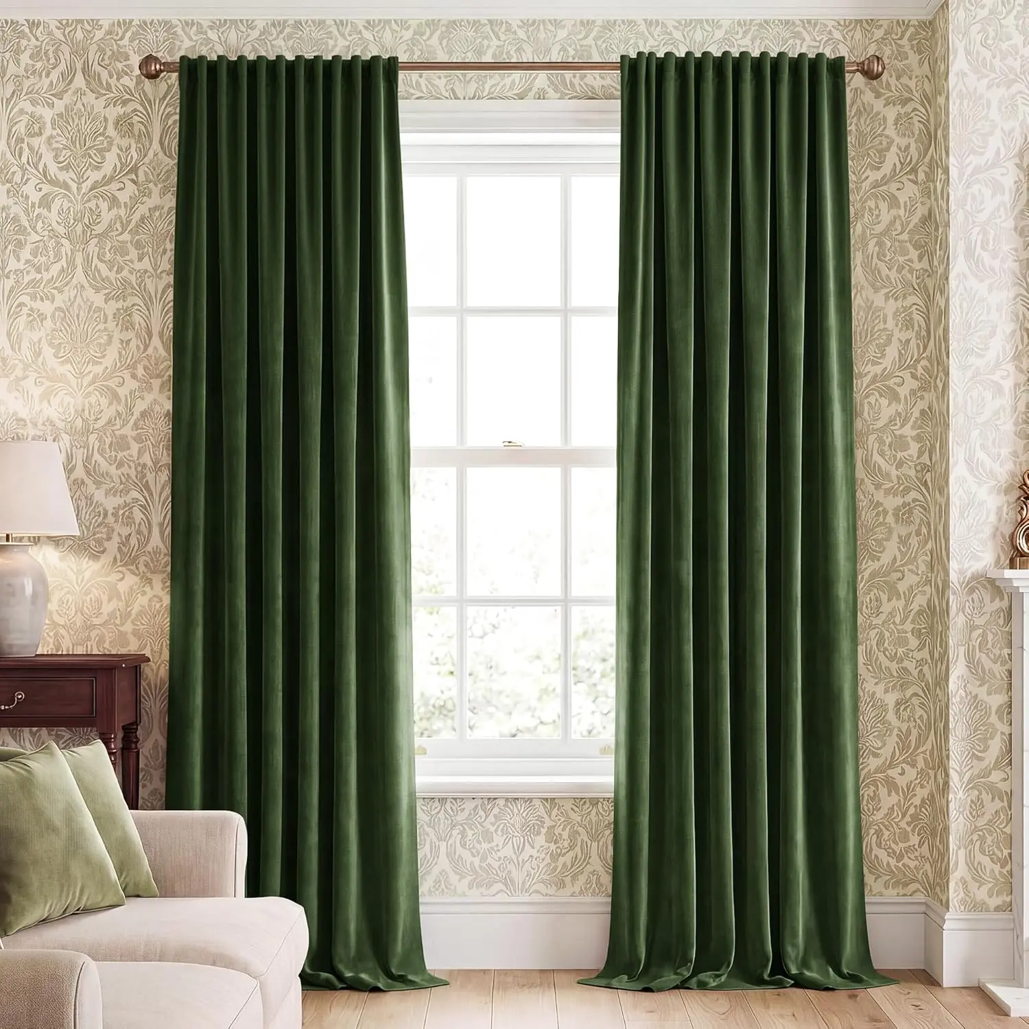 NICETOWN Velvet Curtains for Bedroom, Rod Pocket & Back Tab Blackout Window Treatments Thermal Insulated Drapes Luxury for Living Room, 2 Panels