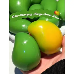 Handmade Crispy Mango Stress Ball Squeeze Toy, Color-Changing Mango Squishy Fidget Ball, ASMR Sensory Stress Relief Toy