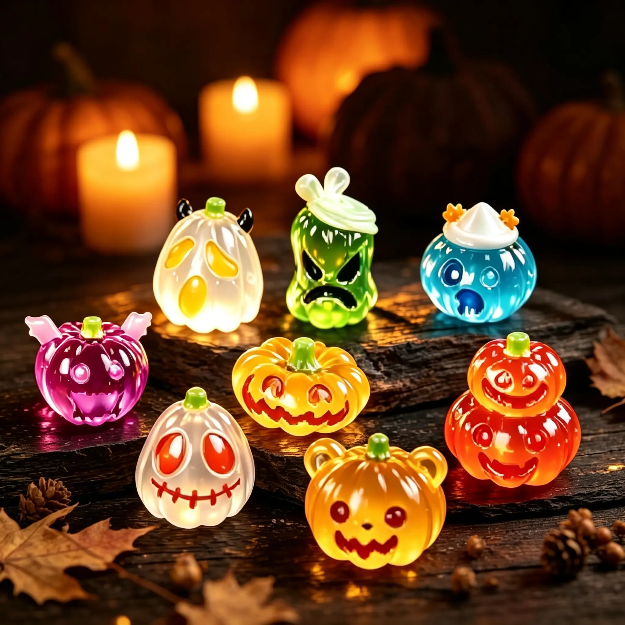 Mini Halloween Glowing Pumpkin Decor, Cute Cartoon Mini Tabletop Decoration, Desk & Shelf Home, Party & Holiday Decor